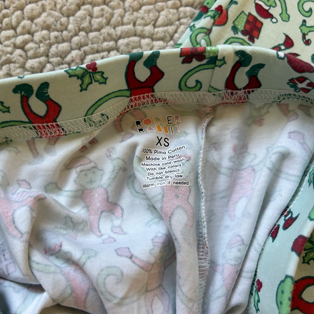 Roller Rabbit Mint Green Holiday Monkey Pajama Set - Picture 4 of 4